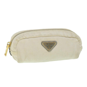 PRADA Pouch Canvas White Auth ac2316