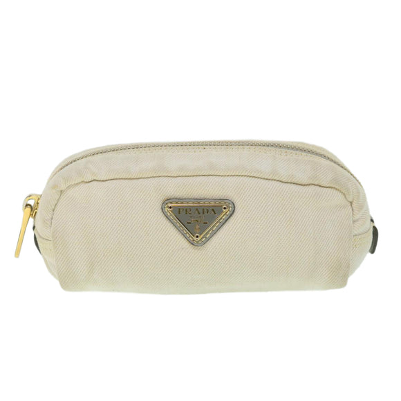 PRADA Pouch Canvas White Auth ac2316