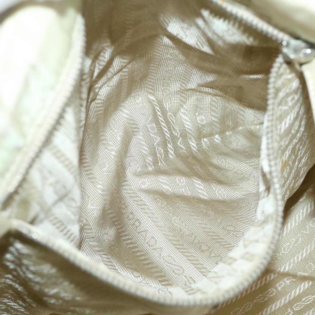 PRADA Shoulder Bag Nylon White Auth ac2363
