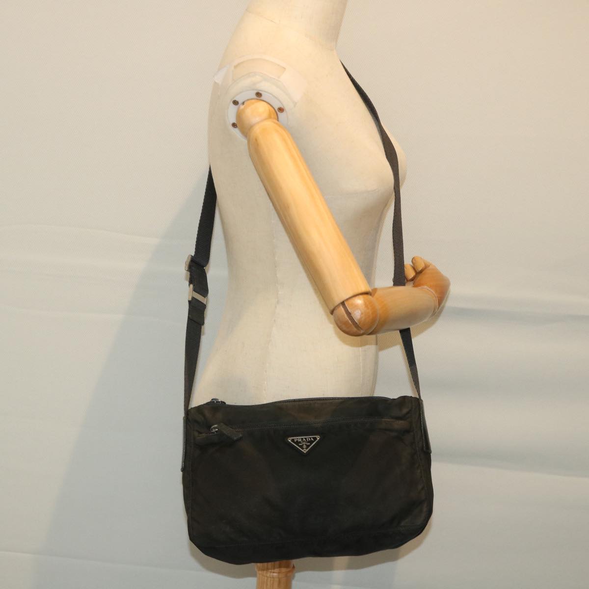 PRADA Shoulder Bag Nylon Black Auth ac2383