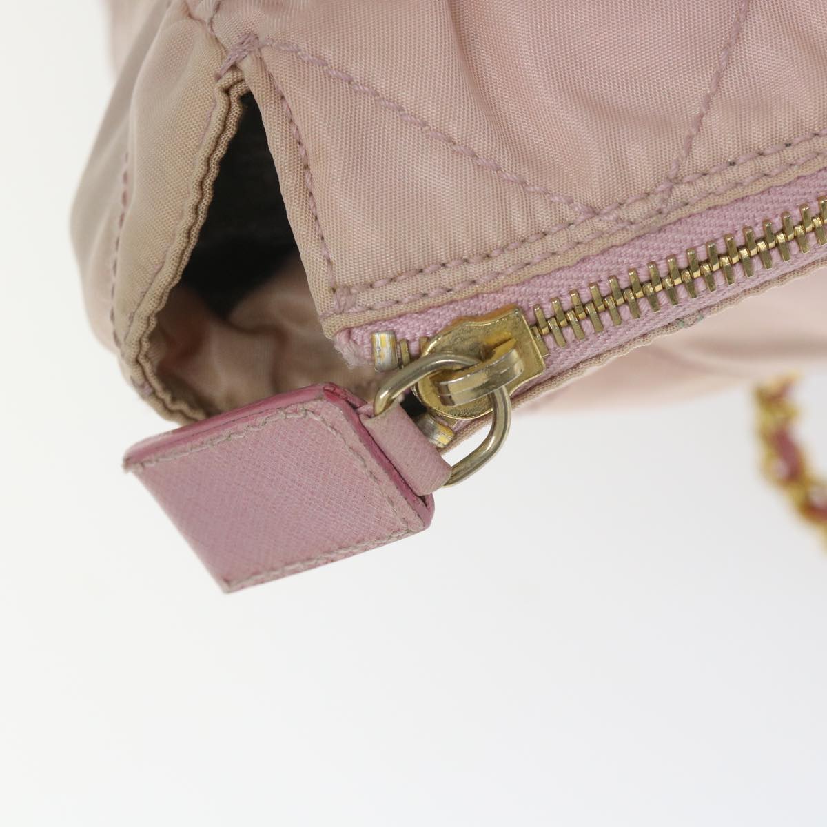PRADA Chain Shoulder Bag Nylon Pink Auth ac2387