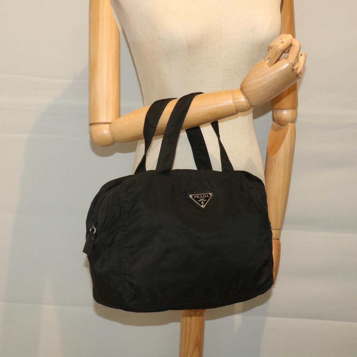 PRADA Hand Bag Nylon Black Auth ac2391