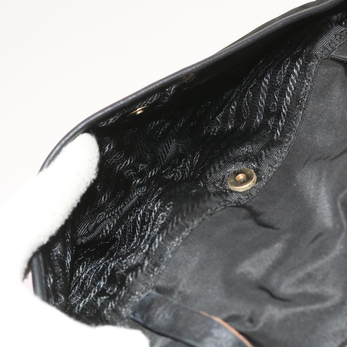 PRADA Shoulder Bag Nylon Leather Black Auth ac2396