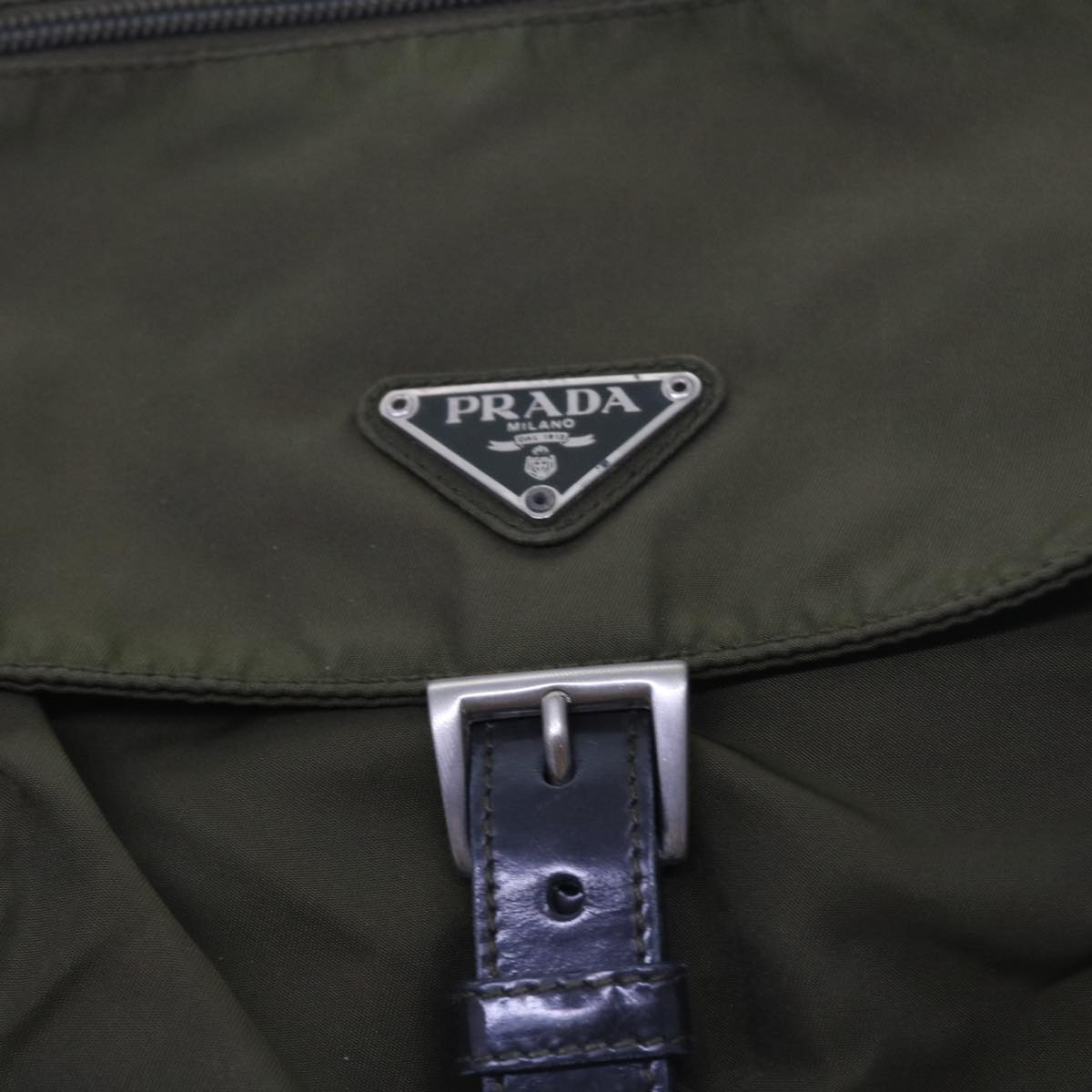 PRADA Shoulder Bag Nylon Khaki Auth ac2425