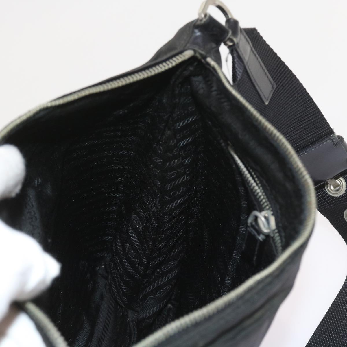 PRADA Shoulder Bag Nylon Black Auth ac2431