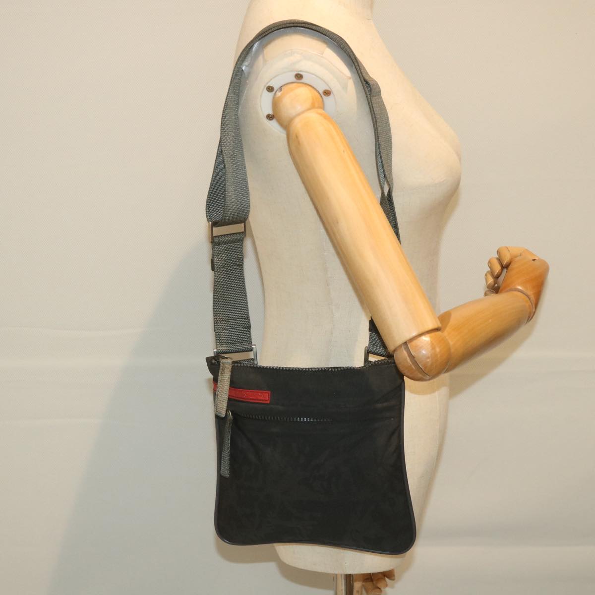 PRADA Sports Shoulder Bag Nylon Black Auth ac2446