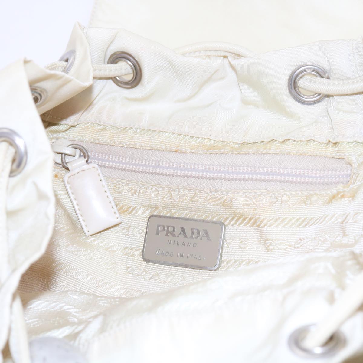 PRADA Backpack Nylon White Auth ac2454