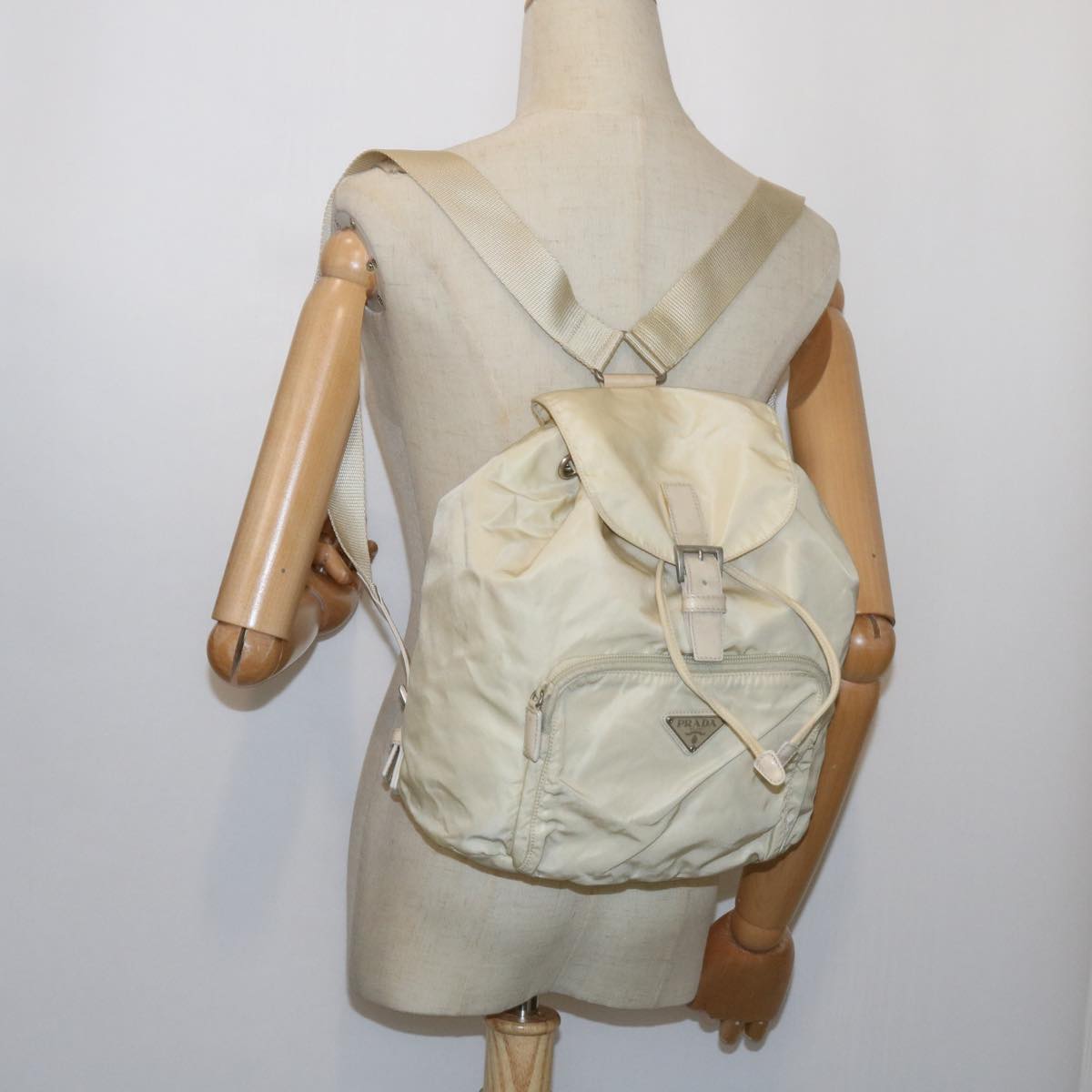 PRADA Backpack Nylon White Auth ac2454