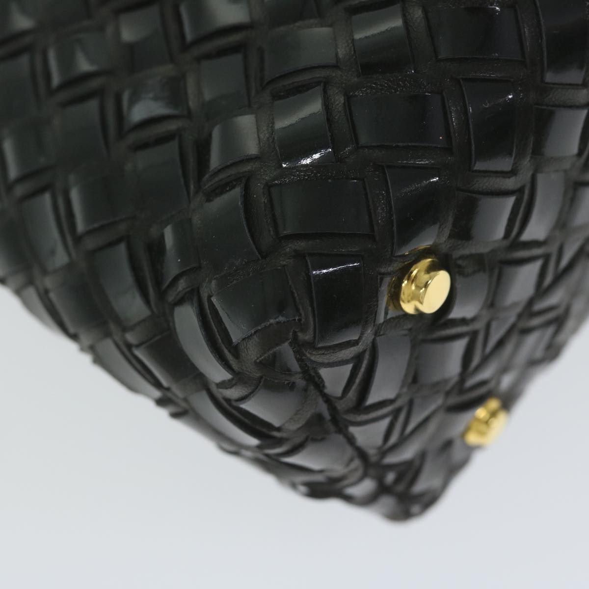 BALLY INTRECCIATO Hand Bag Leather 2way Black Auth ac2558