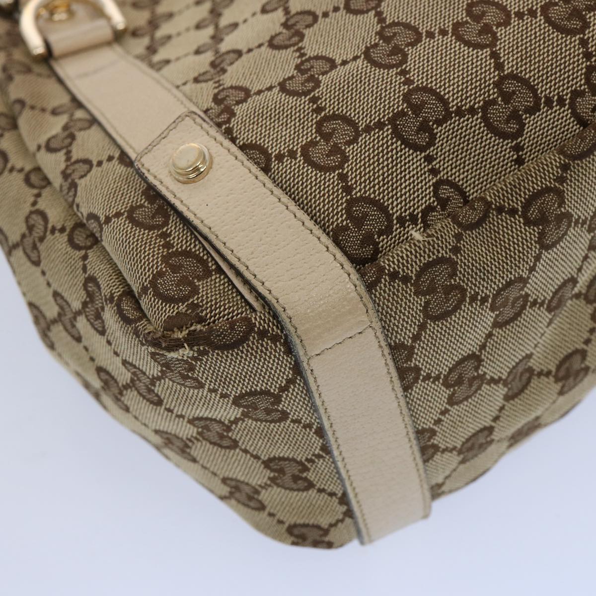 GUCCI GG Canvas Shoulder Bag Beige 130736 Auth ac2561