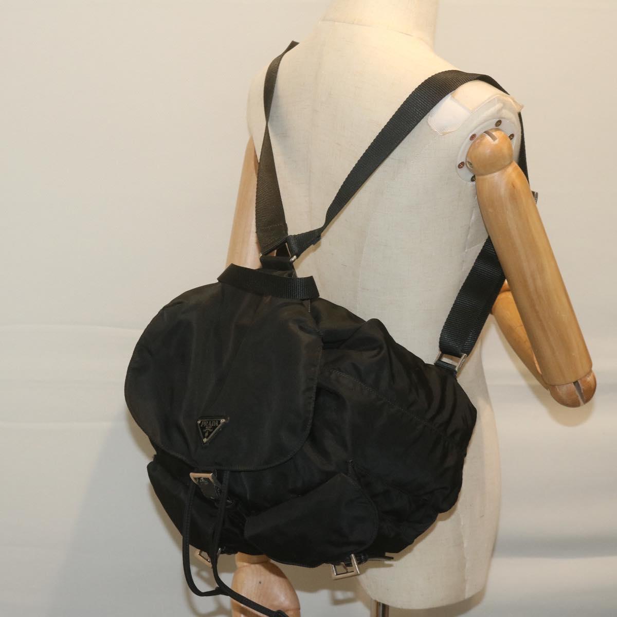 PRADA Backpack Nylon Black Auth ac2573