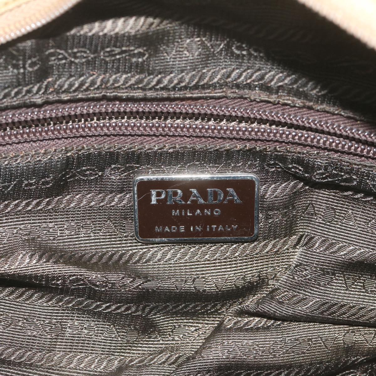 PRADA Hand Bag Nylon Beige Auth ac2600