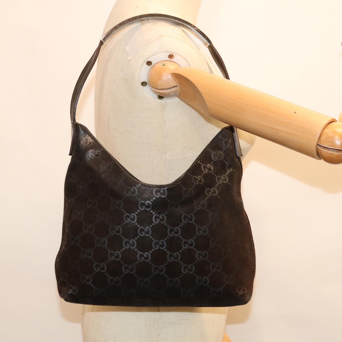 GUCCI GG Canvas Shoulder Bag Brown 001 3778 1705 Auth ac2616