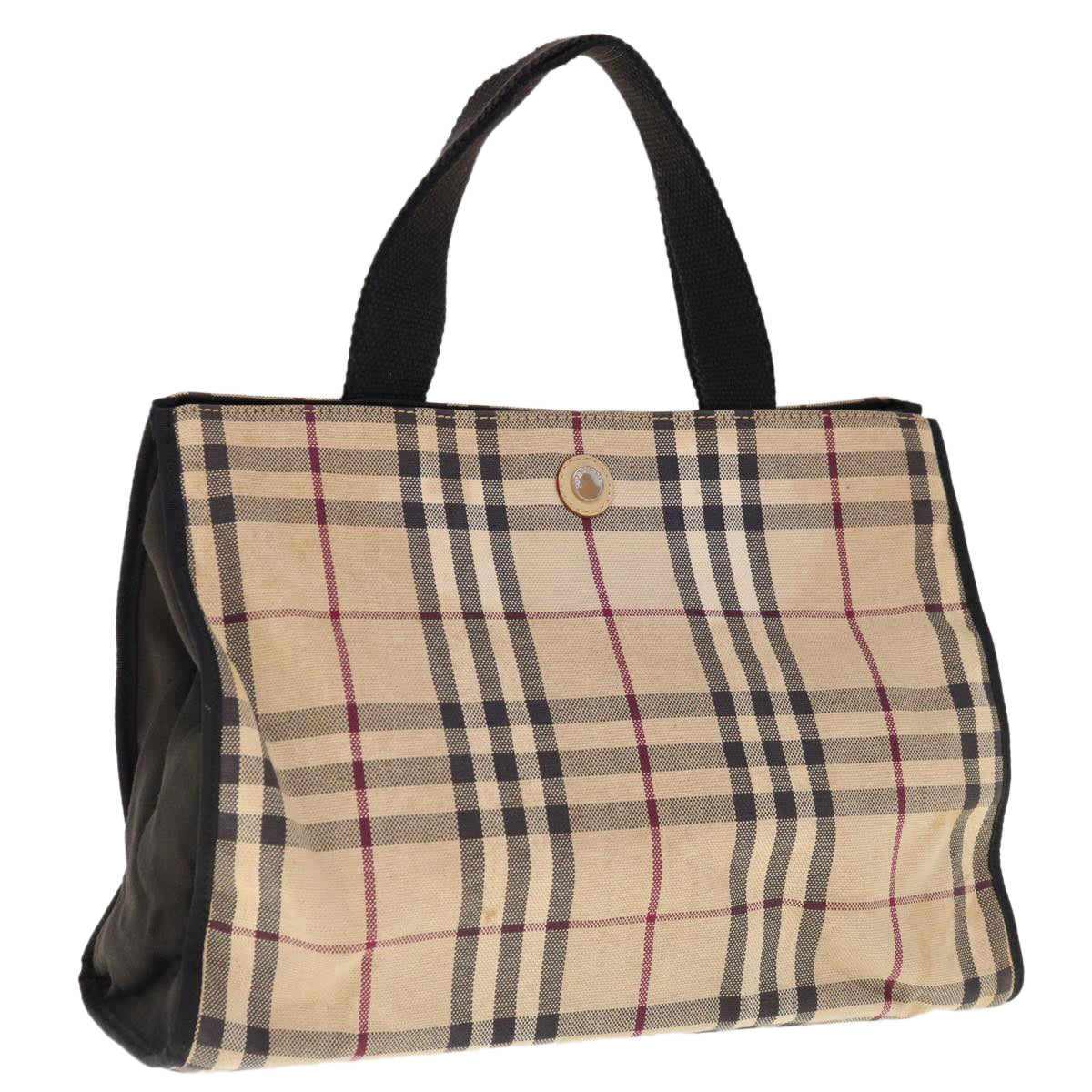 BURBERRY Nova Check Tote Bag Canvas Beige Auth ac2620