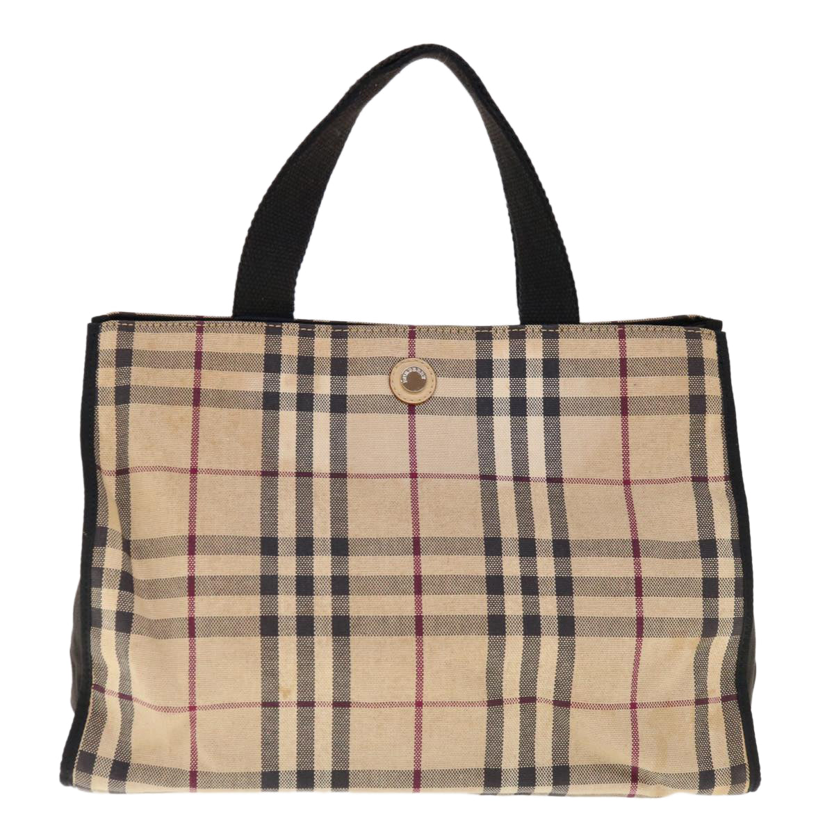 BURBERRY Nova Check Tote Bag Canvas Beige Auth ac2620