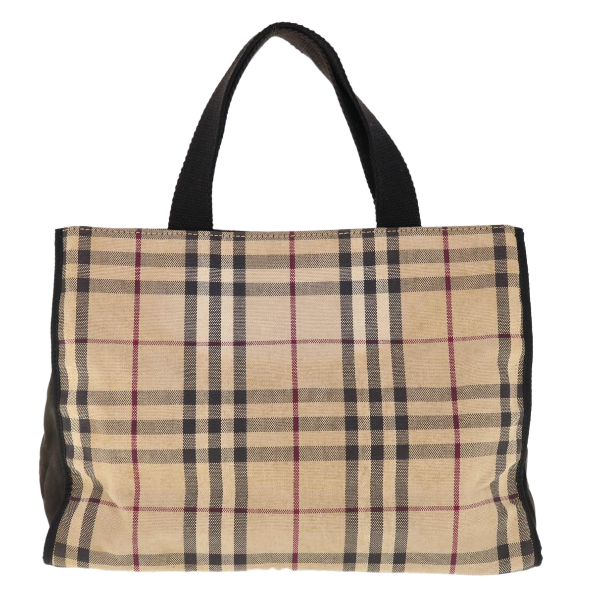 BURBERRY Nova Check Tote Bag Canvas Beige Auth ac2620