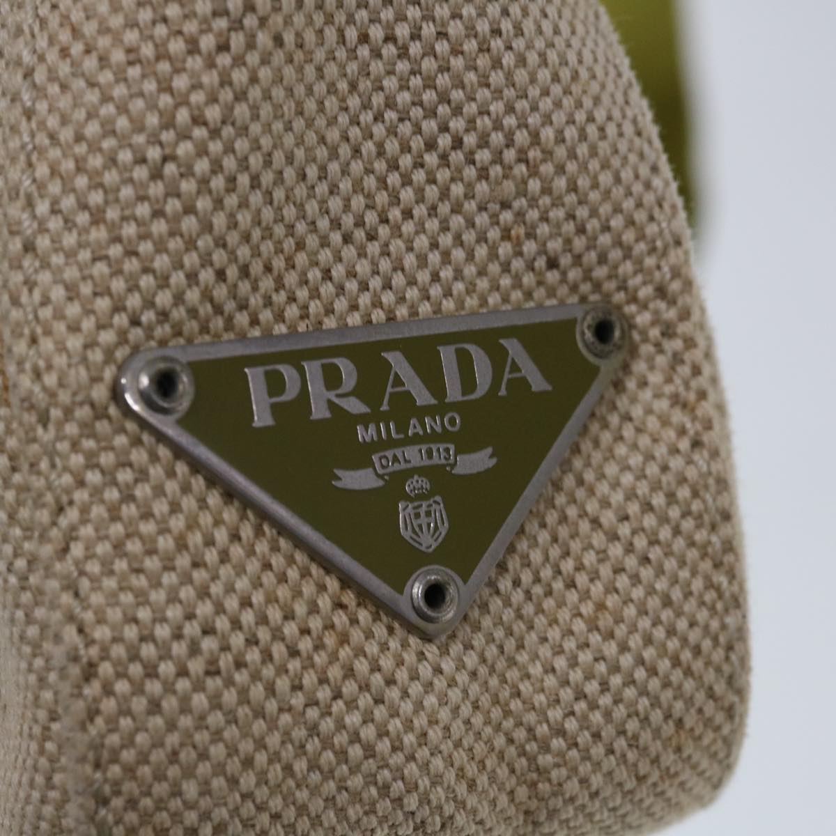 PRADA Shoulder Bag Canvas Beige Auth ac2628