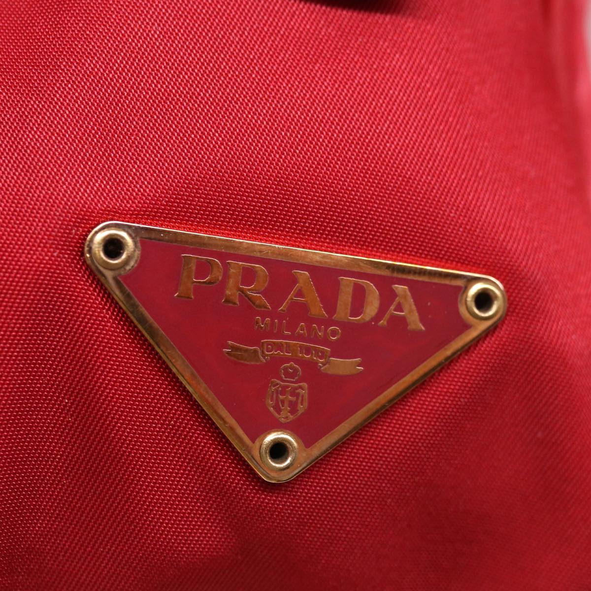 PRADA Shoulder Bag Nylon Leather Red Auth ac2652