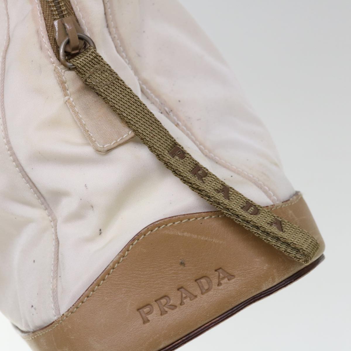 PRADA Shoulder Bag Nylon Beige Auth ac2654