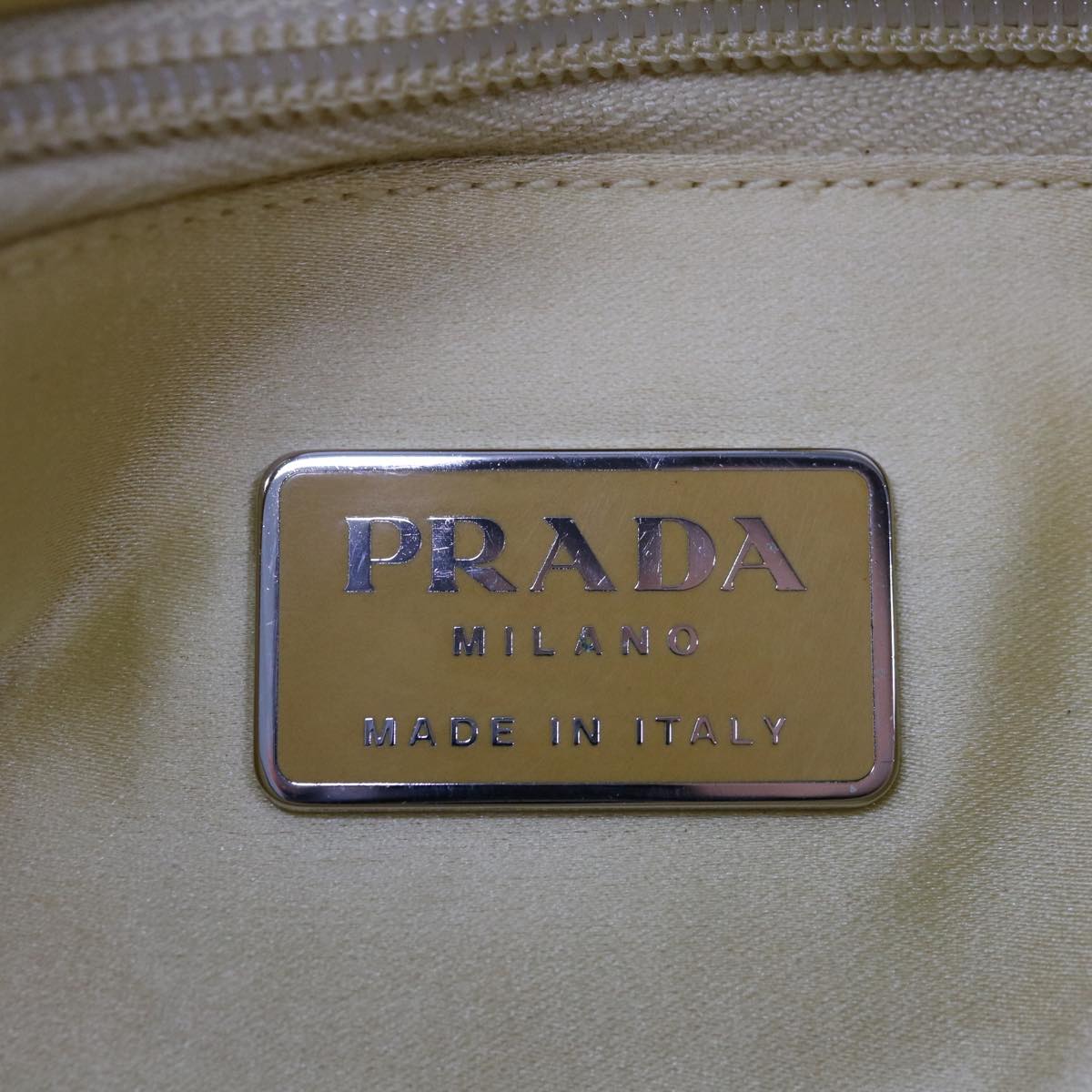 PRADA Shoulder Bag Canvas Beige Auth ac2659