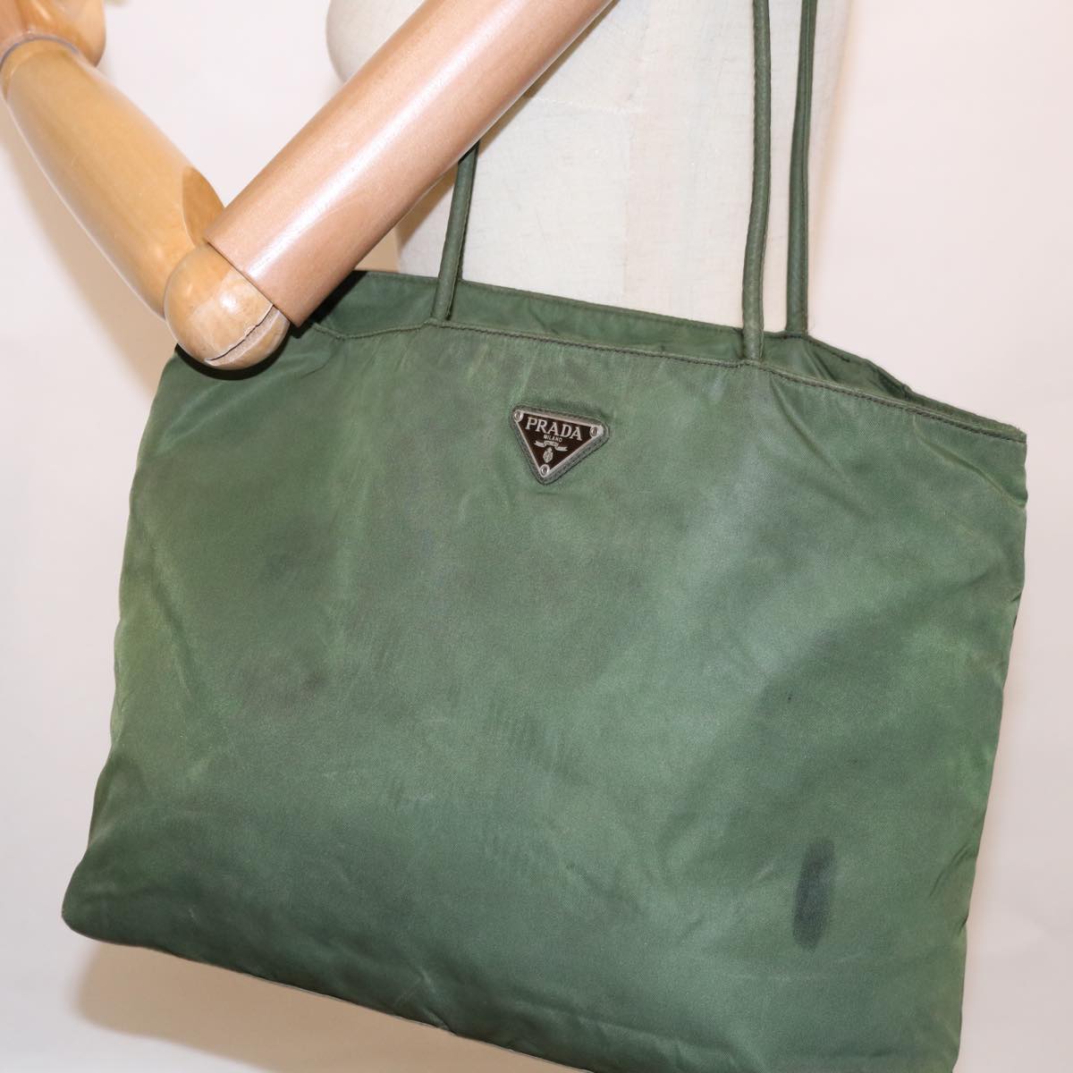 PRADA Shoulder Bag Nylon Khaki Auth ac2660