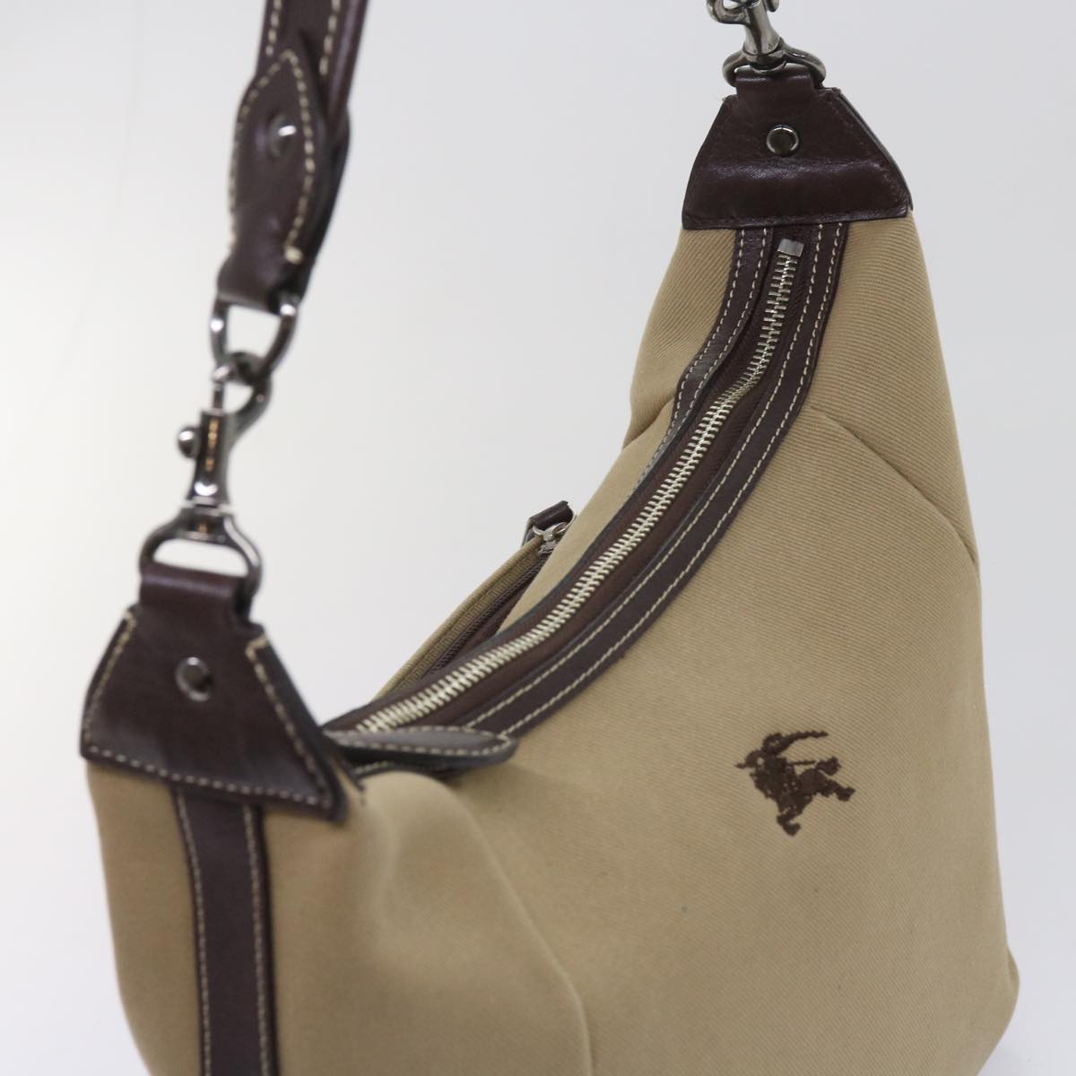 BURBERRY Shoulder Bag Canvas Beige Auth ac2664