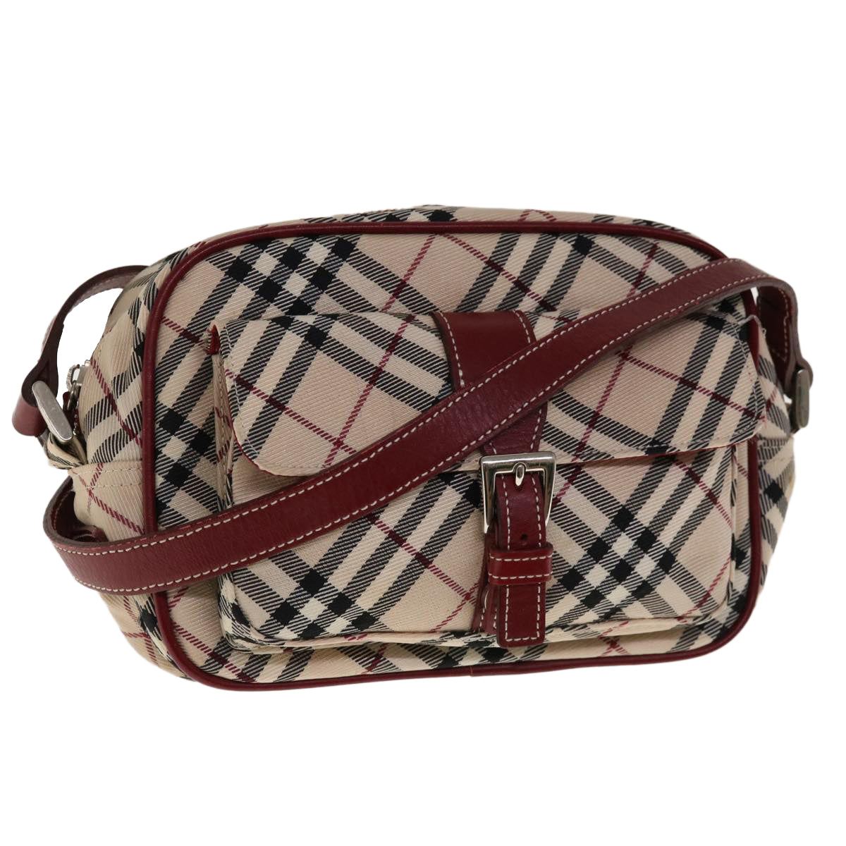 BURBERRY Nova Check Blue Label Shoulder Bag Nylon Beige Auth ac2670