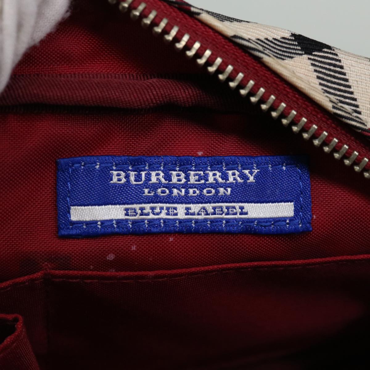 BURBERRY Nova Check Blue Label Shoulder Bag Nylon Beige Auth ac2670