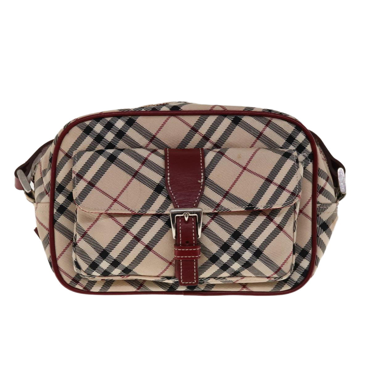 BURBERRY Nova Check Blue Label Shoulder Bag Nylon Beige Auth ac2670