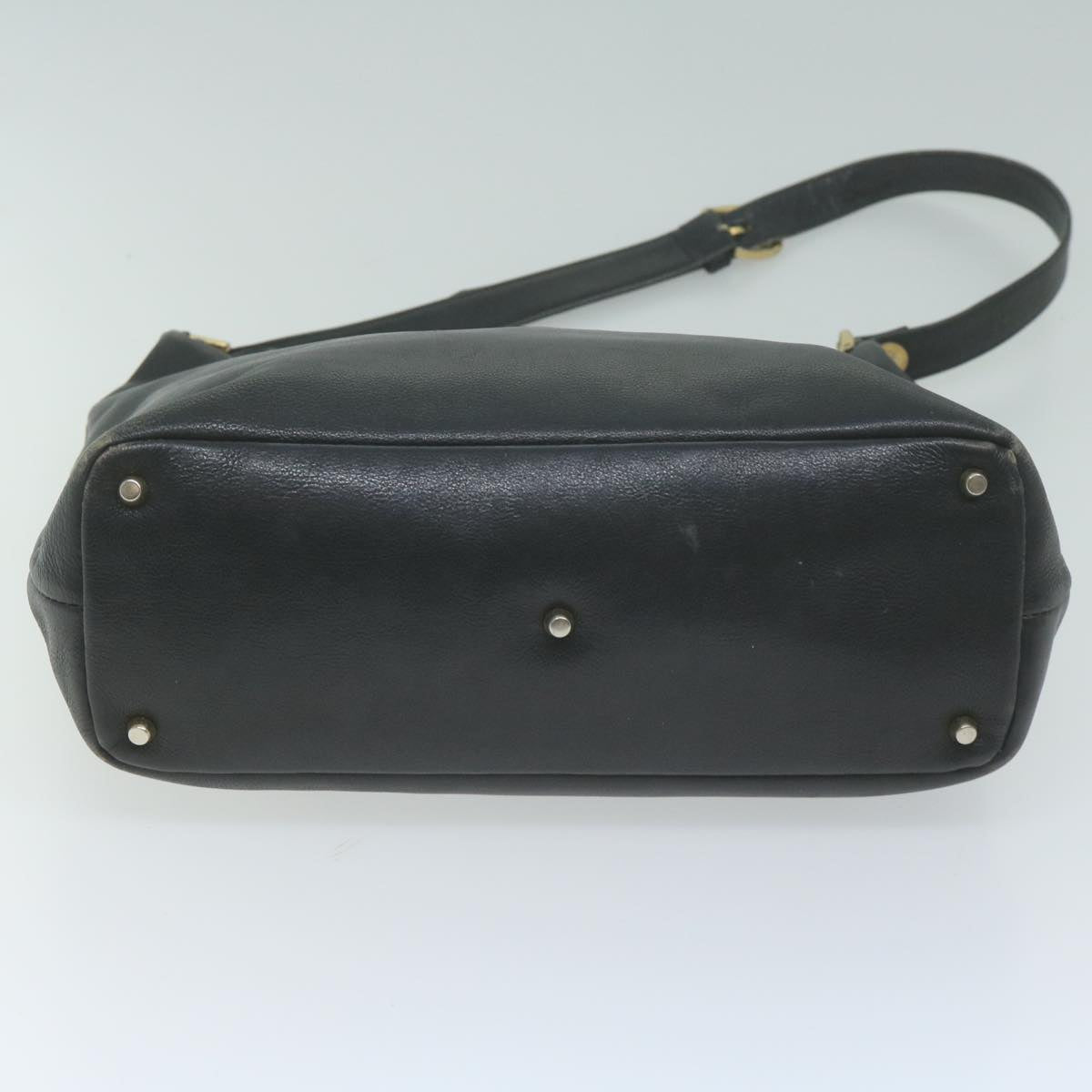 Gianni Versace Shoulder Bag Leather Black Auth ac2682