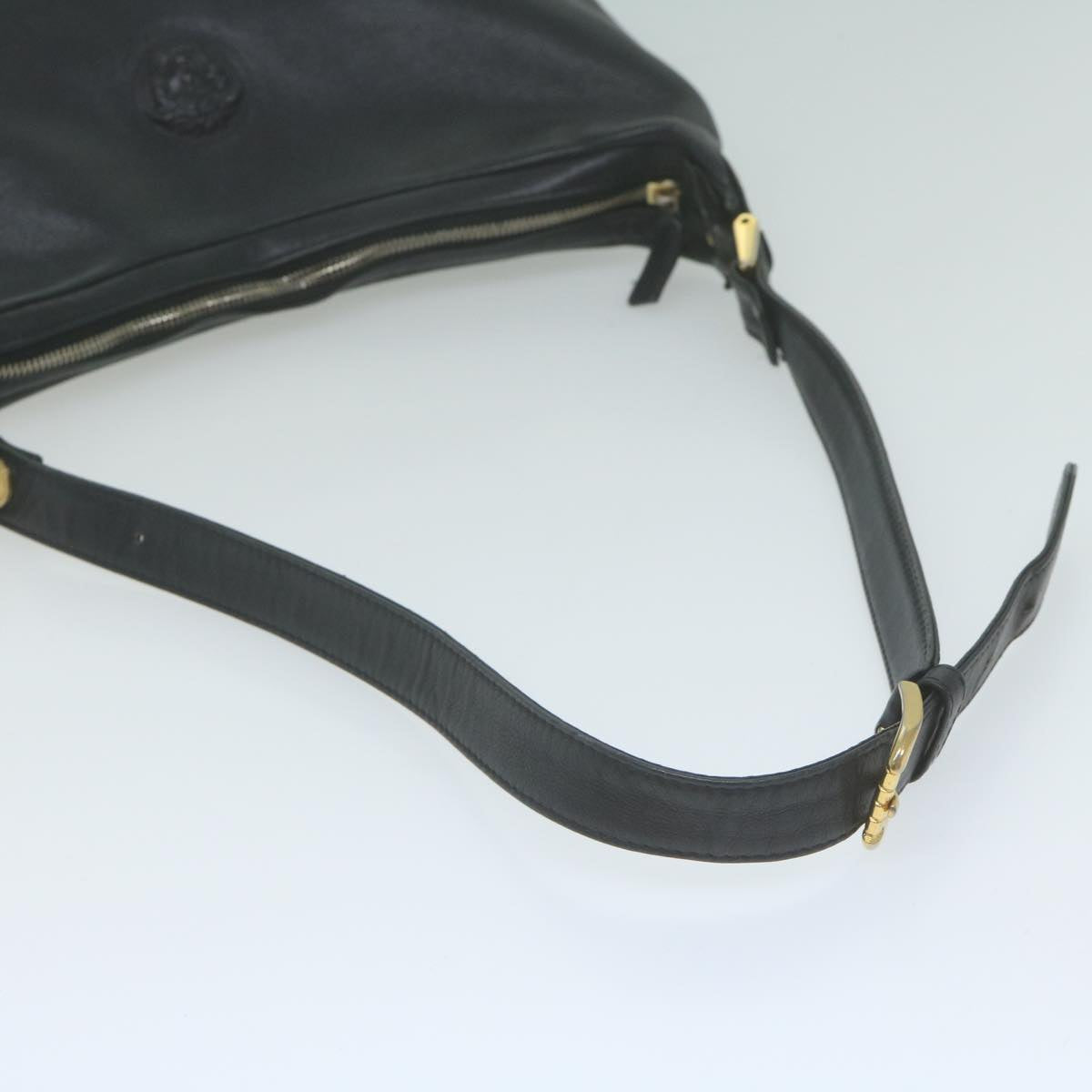 Gianni Versace Shoulder Bag Leather Black Auth ac2682