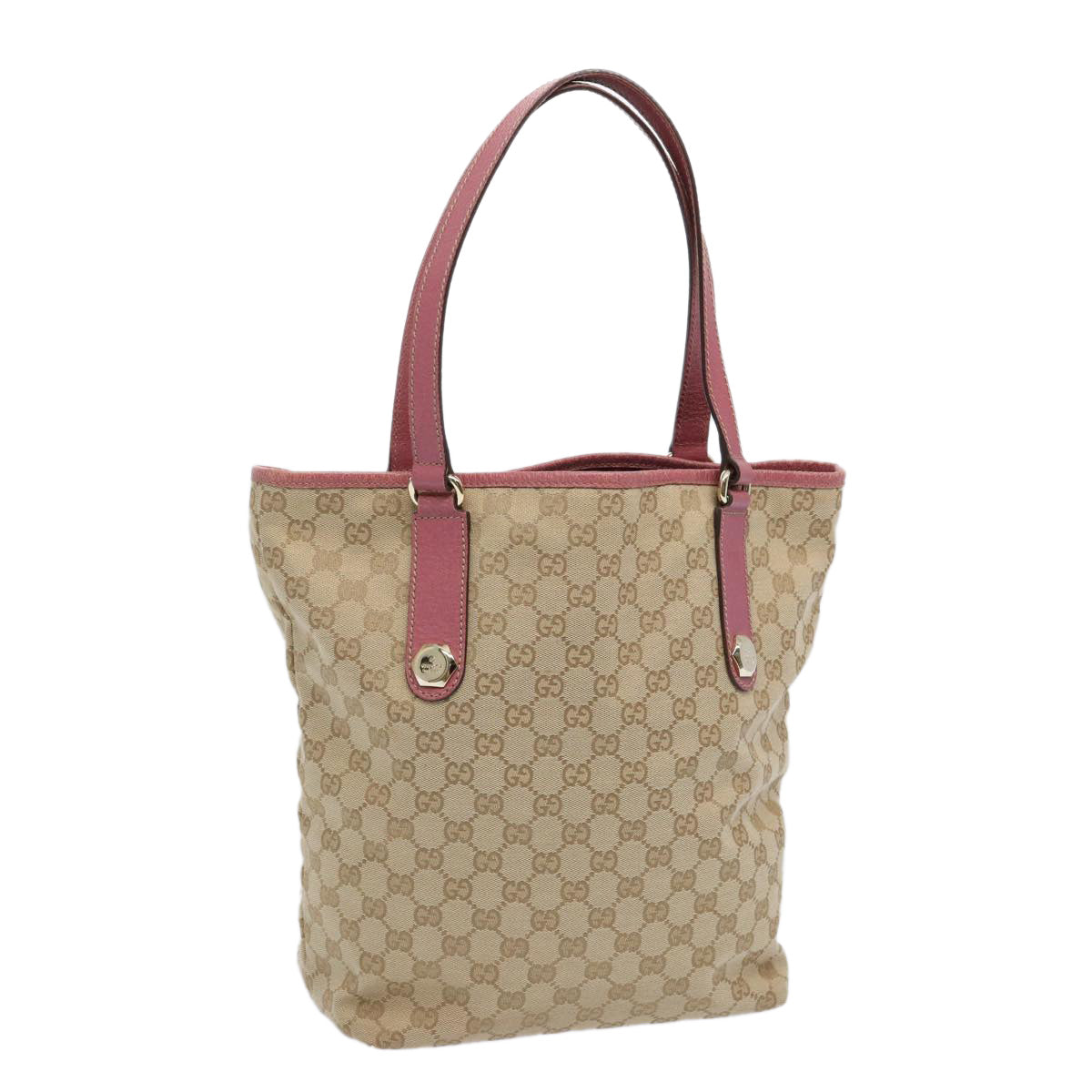 GUCCI GG Canvas Shoulder Bag Beige Pink Auth ac2692