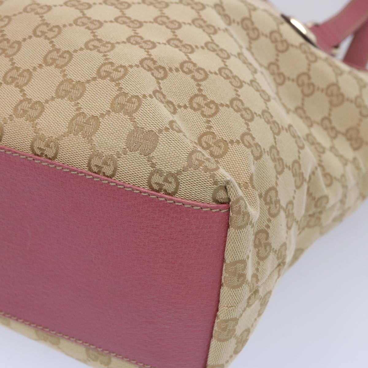 GUCCI GG Canvas Shoulder Bag Beige Pink Auth ac2692