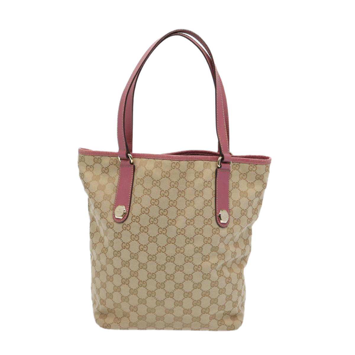 GUCCI GG Canvas Shoulder Bag Beige Pink Auth ac2692