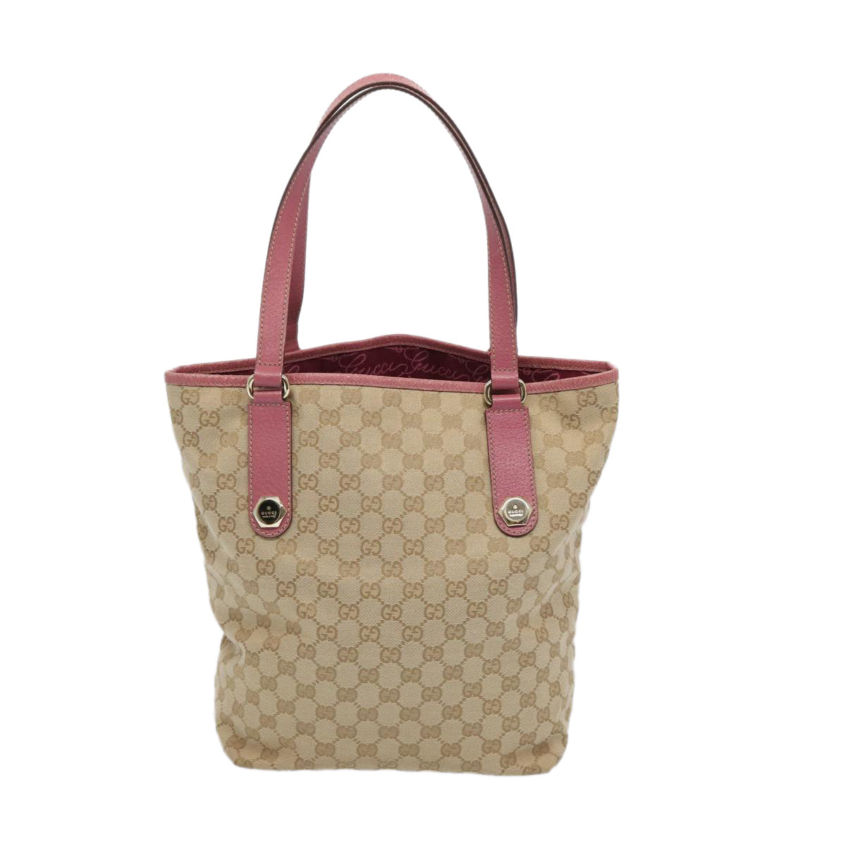 GUCCI GG Canvas Shoulder Bag Beige Pink Auth ac2692