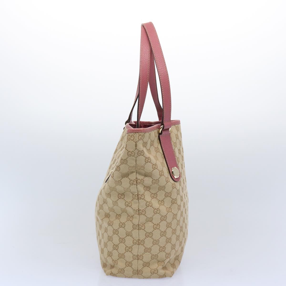 GUCCI GG Canvas Shoulder Bag Beige Pink Auth ac2692