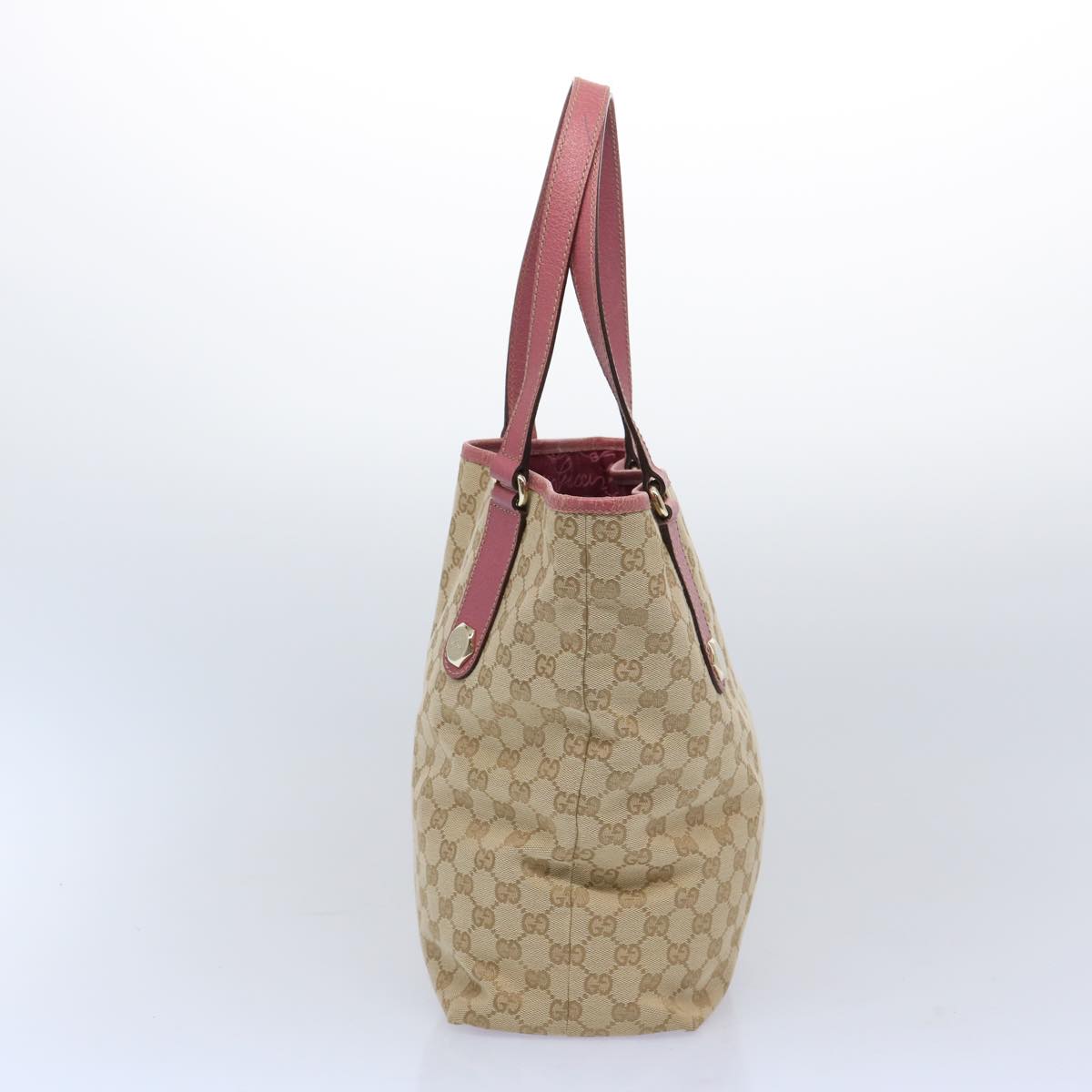 GUCCI GG Canvas Shoulder Bag Beige Pink Auth ac2692