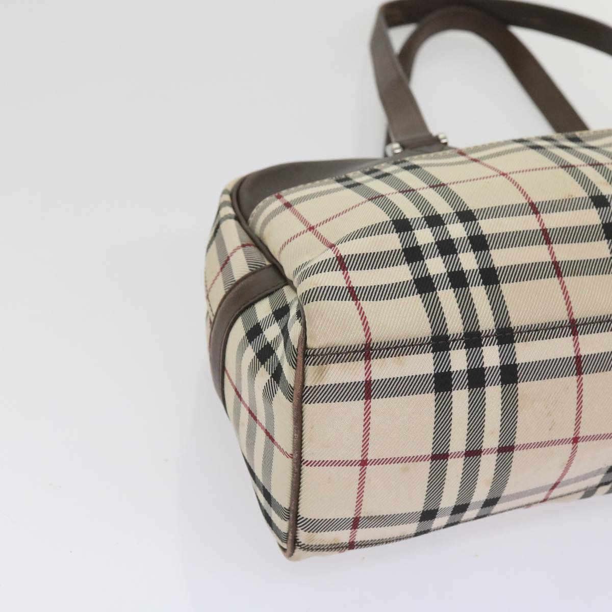 BURBERRY Nova Check Hand Bag Nylon Beige Brown Auth ac2695