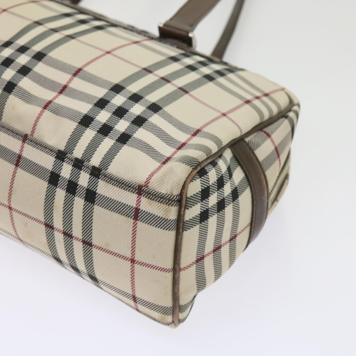 BURBERRY Nova Check Hand Bag Nylon Beige Brown Auth ac2695