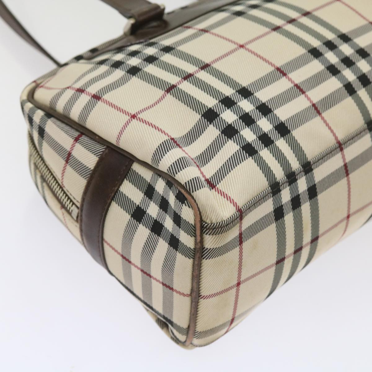 BURBERRY Nova Check Hand Bag Nylon Beige Brown Auth ac2695