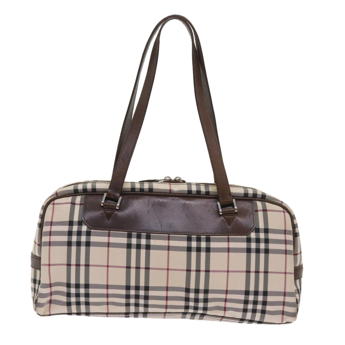 BURBERRY Nova Check Hand Bag Nylon Beige Brown Auth ac2695