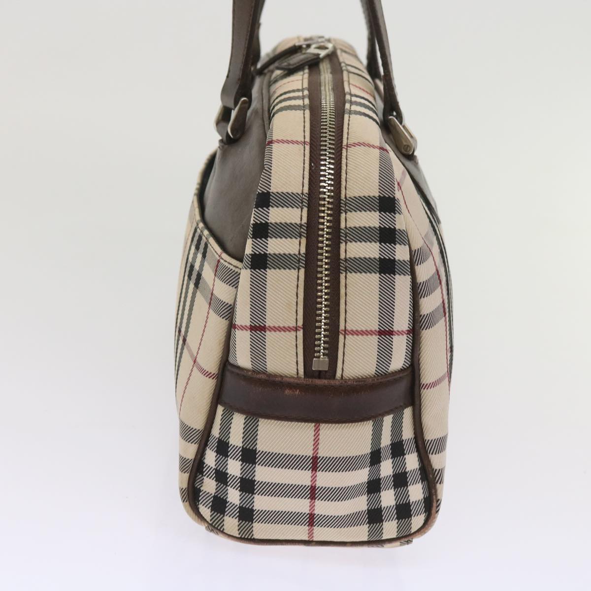 BURBERRY Nova Check Hand Bag Nylon Beige Brown Auth ac2695