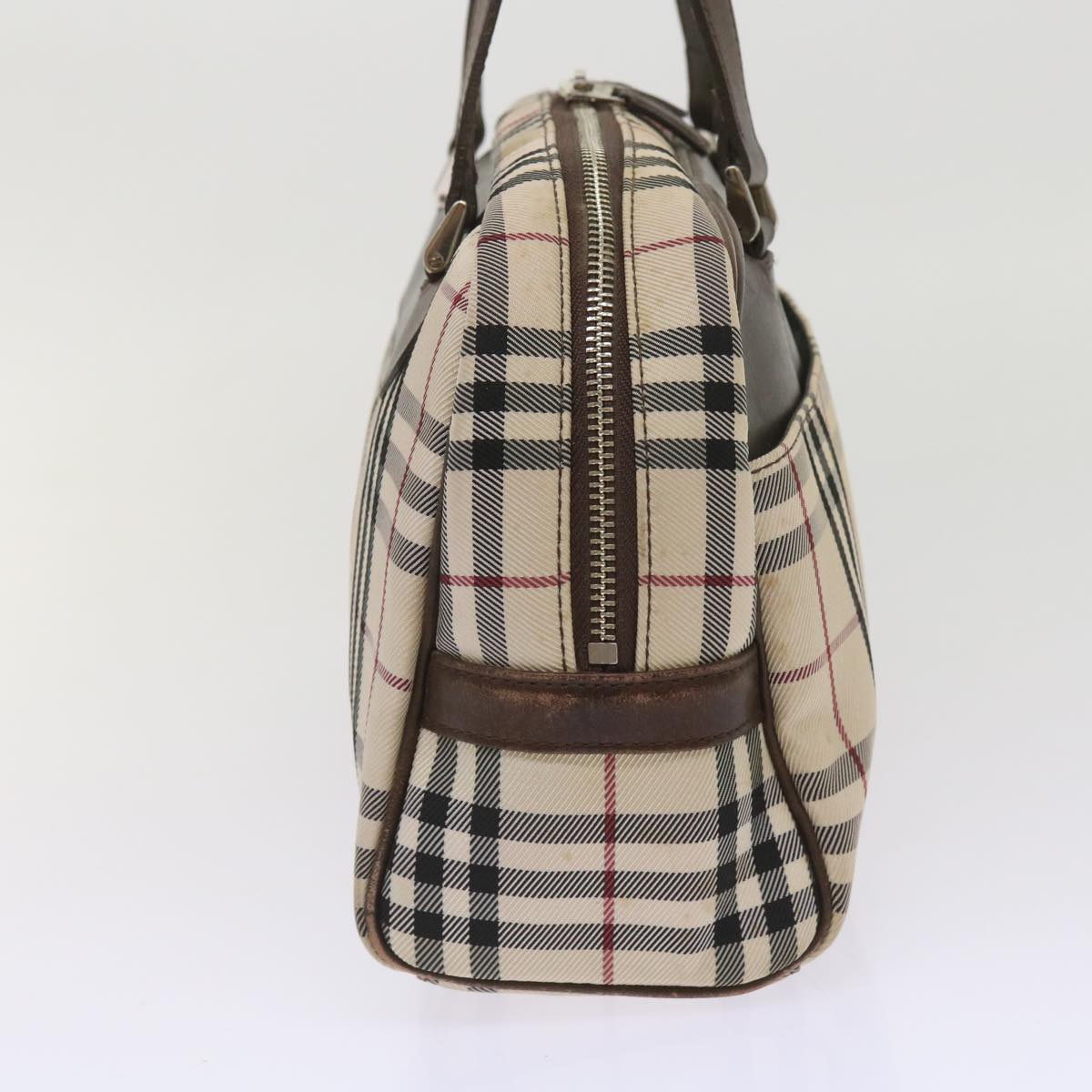 BURBERRY Nova Check Hand Bag Nylon Beige Brown Auth ac2695