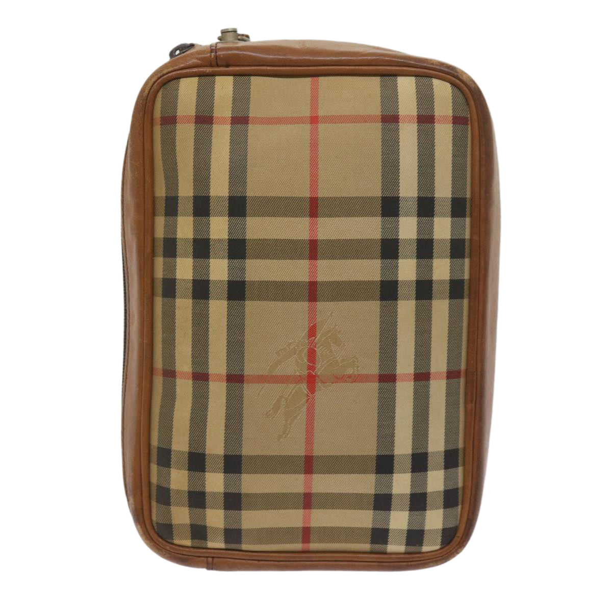 Burberrys Nova Check Clutch Bag Canvas Beige Brown Auth ac2697 - 0