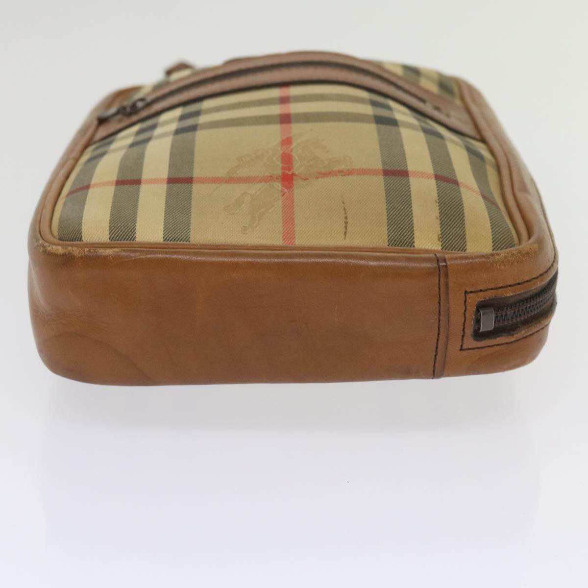 Burberrys Nova Check Clutch Bag Canvas Beige Brown Auth ac2697