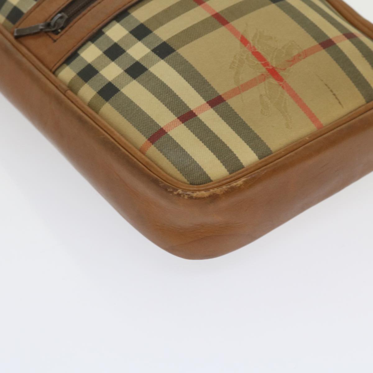 Burberrys Nova Check Clutch Bag Canvas Beige Brown Auth ac2697