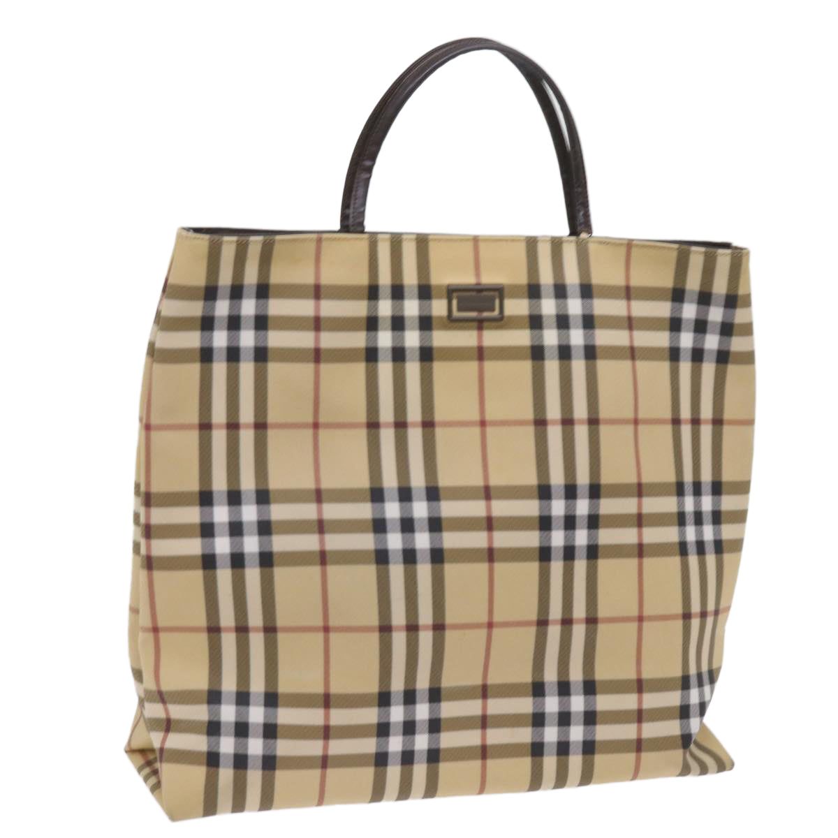 BURBERRY Nova Check Hand Bag PVC Beige Brown Auth ac2702