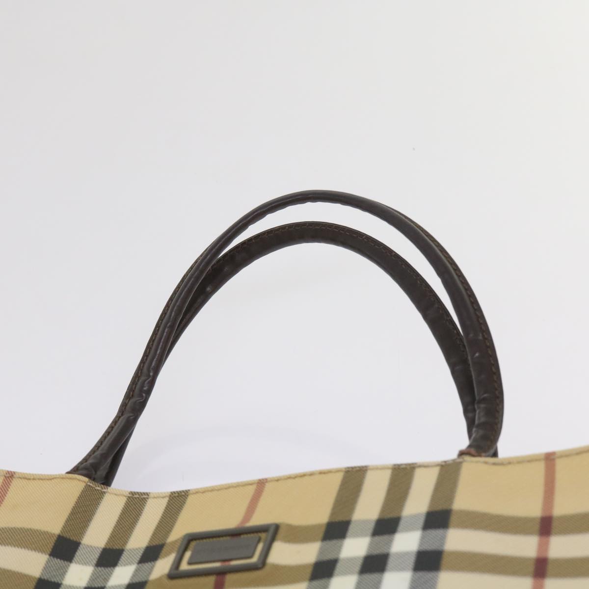 BURBERRY Nova Check Hand Bag PVC Beige Brown Auth ac2702