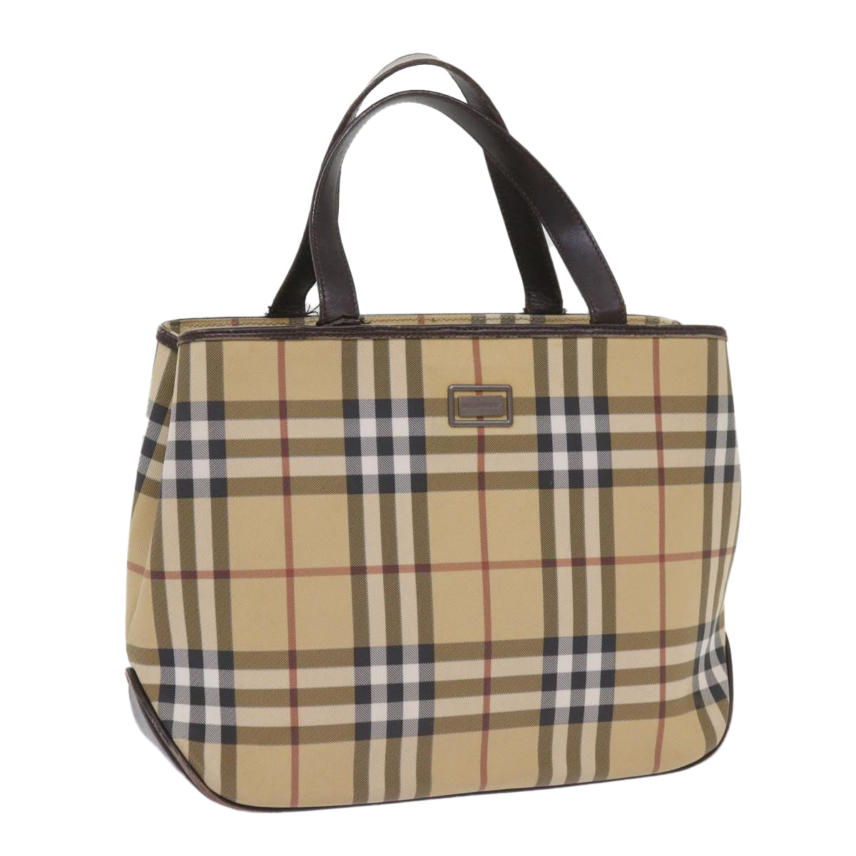 BURBERRY Nova Check Hand Bag PVC Beige Brown Auth ac2705