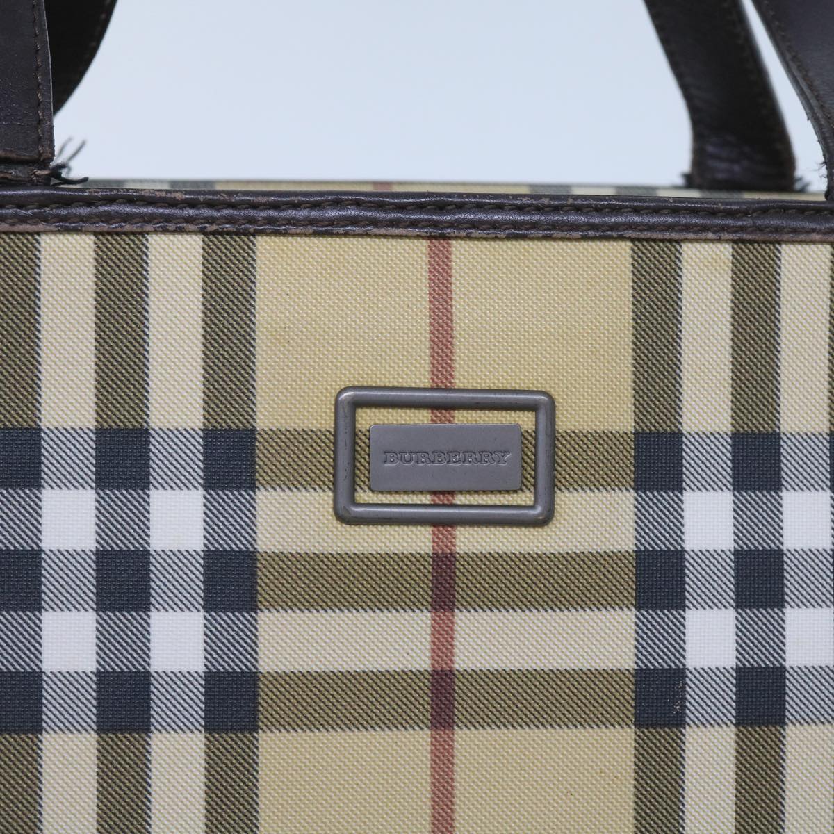 BURBERRY Nova Check Hand Bag PVC Beige Brown Auth ac2705